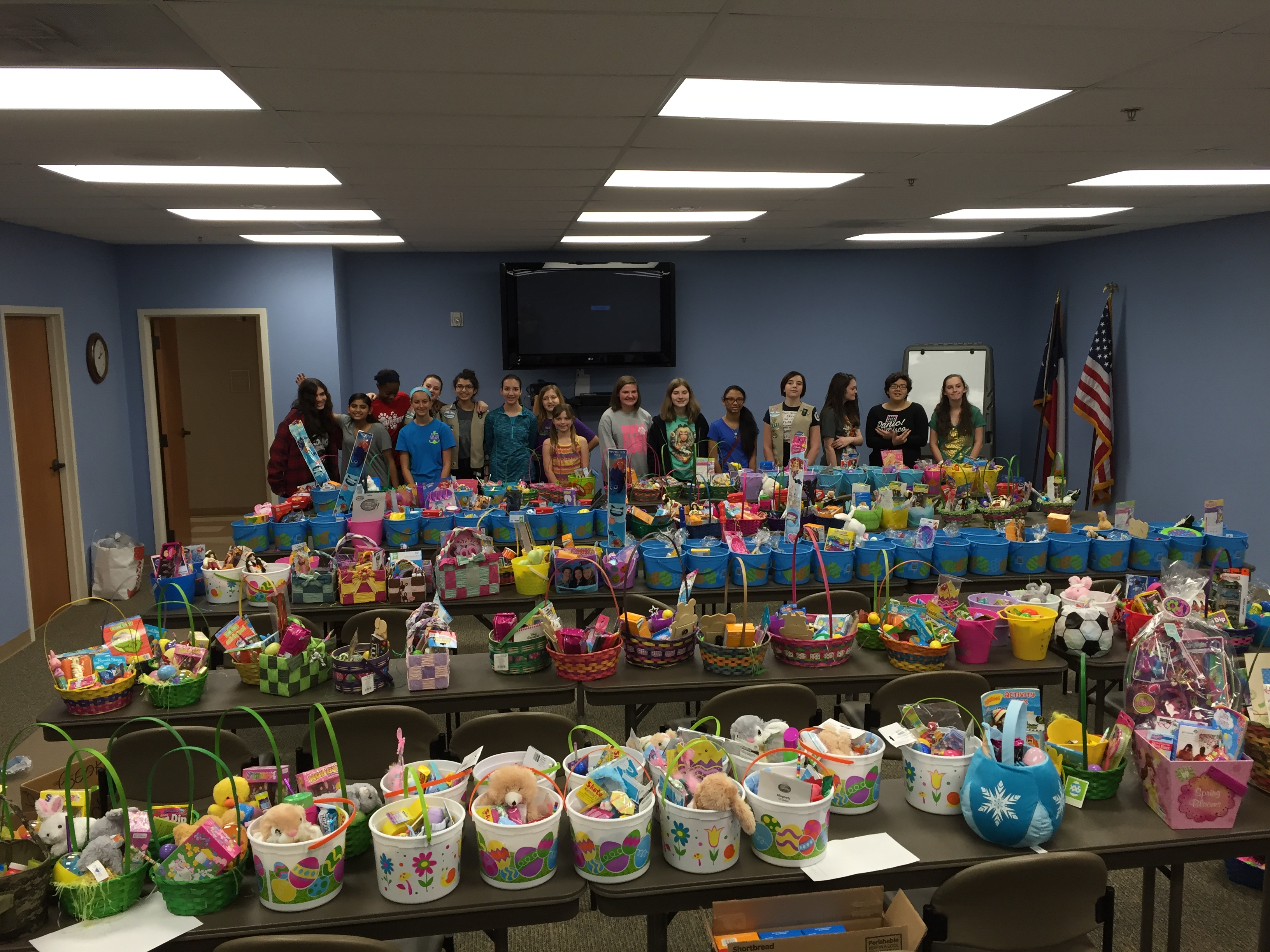 Girl Scouts donate Easter baskets to Deweyville children displaced by