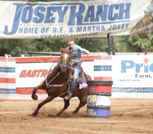 Photo courtesy of Toni Cogbill LC-M Junior Callie Sattler barrel racing. She is competing in her third High School Rodeo at 10 a.m. Saturday at Tin Top Arena 2, 4110 Old Peveto Road in Orange. 