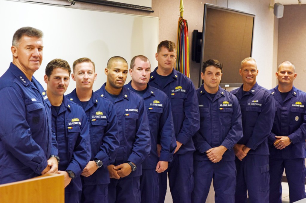 12 Coast Guardsmen receive Navy Combat Action Ribbon Orange Leader
