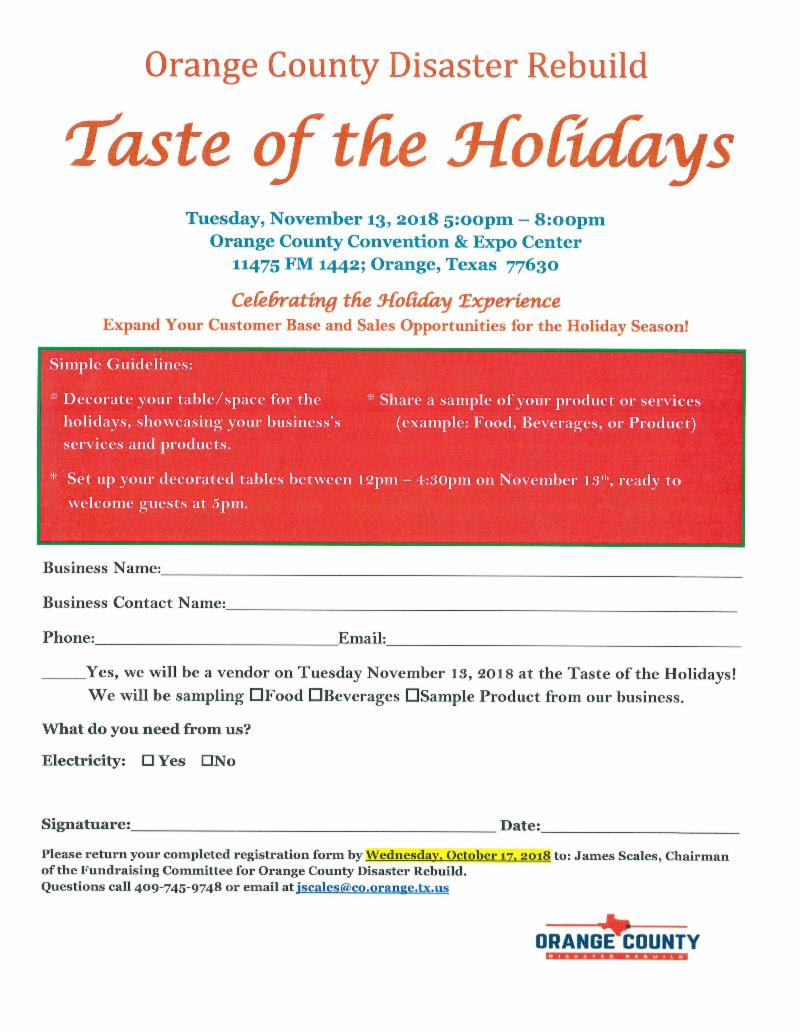 Taste of the Holidays searching for restaurants Orange Leader