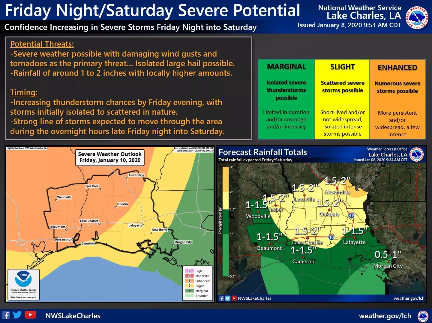 NWS Lake Charles weather update 1.8.20 Orange Leader Orange Leader